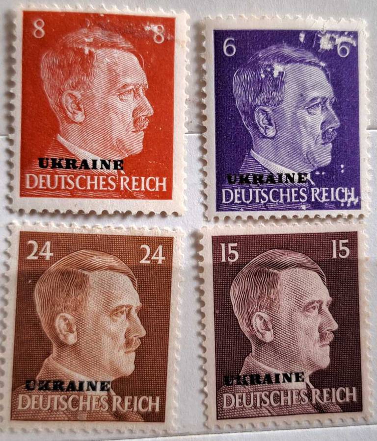 Germany 1941 Hitler Head Overprint Ukraine 4 Unused Hinged stamps