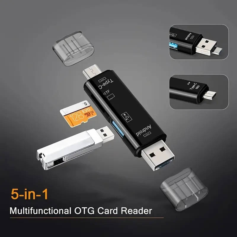 5-in-1 USB Type C/USB/Micro USB/TF/SD Memory Card Reader