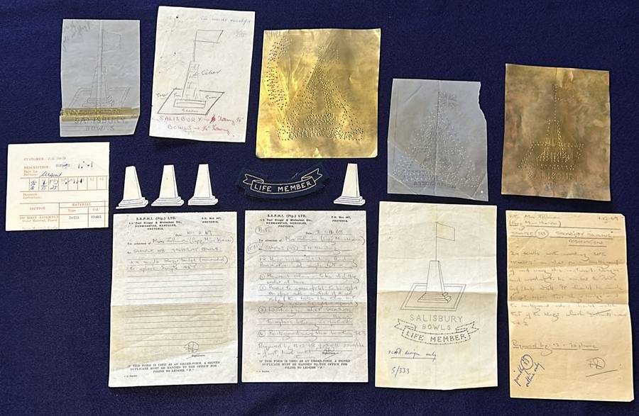 Rhodesian Sports Clubs - SALISBURY BOWLS ARTWORK AND STENCILS, DOCUMENTATION