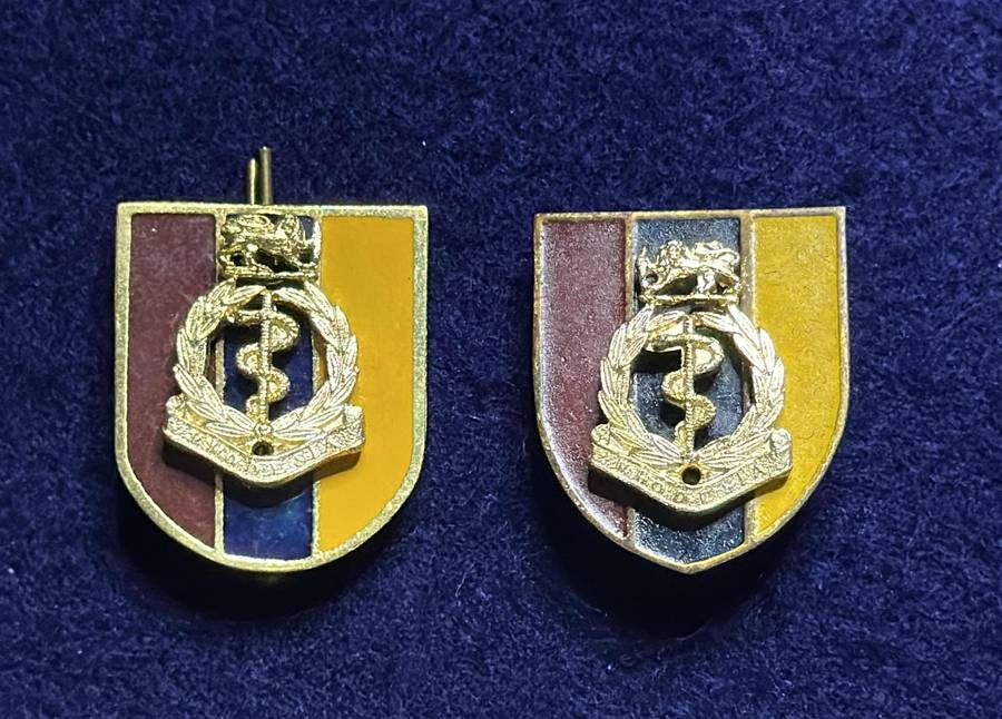 Rhodesian Medical Corps - SET COLLARS MOUNTED ON STEEL ENAMEL FLASHES