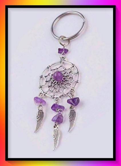 Amazing simulated amethyst dreamcatcher key chain