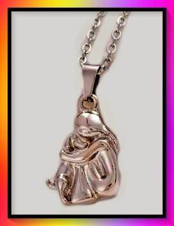 Lovely Lady hugging dog pendant necklace