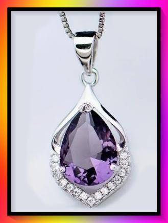 Droplet design simulated amethyst pendant necklace