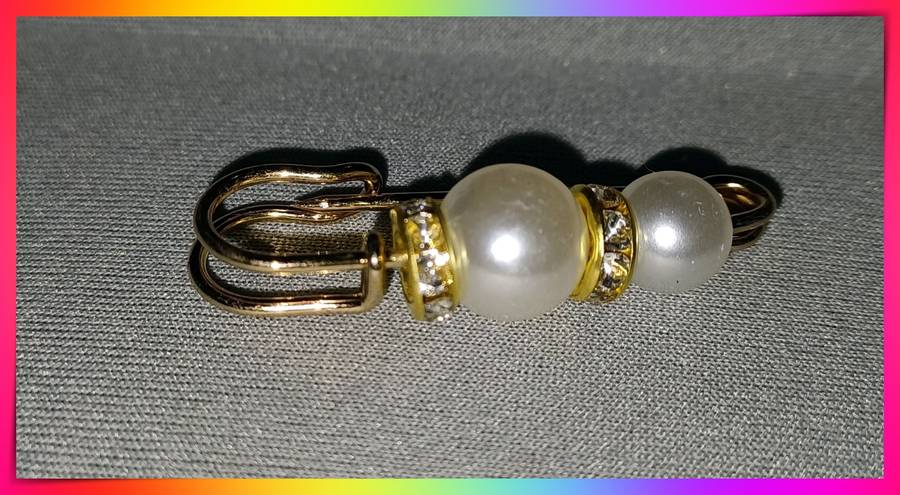 Lovely simulated pearl clothing clip safety pin type brooch