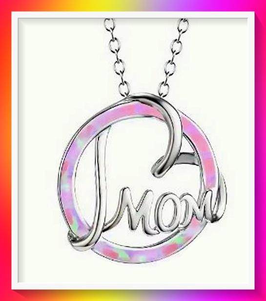 Amazing Round MOM Heart Pink marble look Necklace