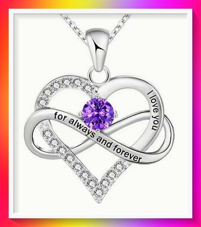 Exquisite Purple Birthstone Heart-shaped Pendant Necklace