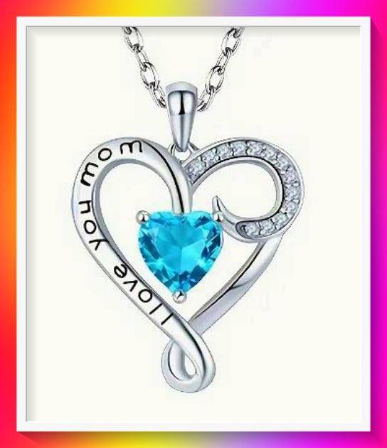 Cute Blue Rhinestone Heart-shaped pendent Necklace