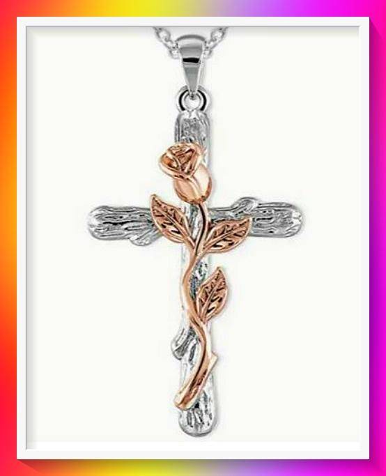 Enchanting Floral Cross Pendant Necklace