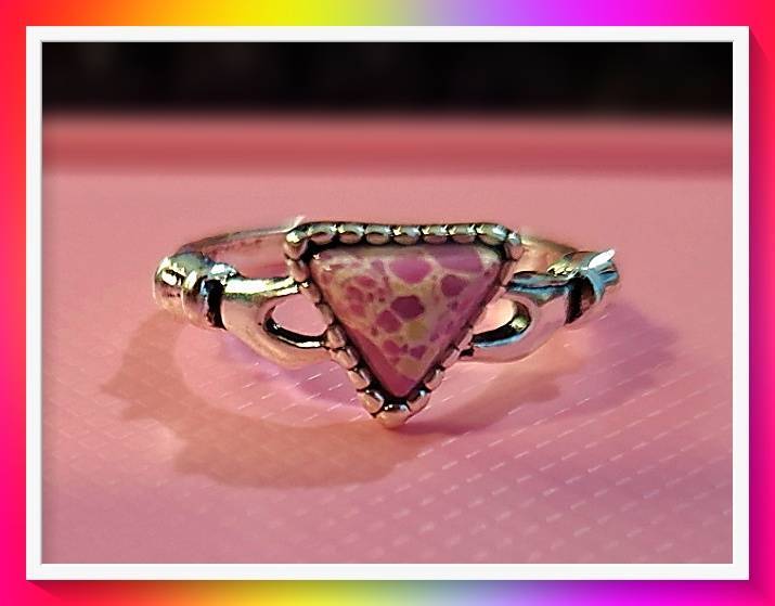 Lovely Pink Tones Stone Ring 17mm