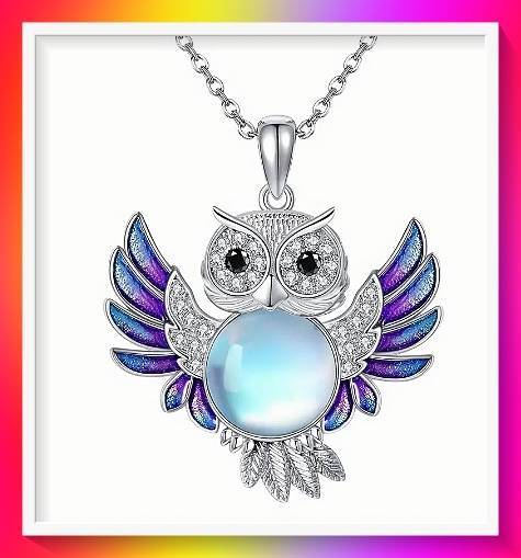 Sweet Owl Pendant Necklace with Rhinestones