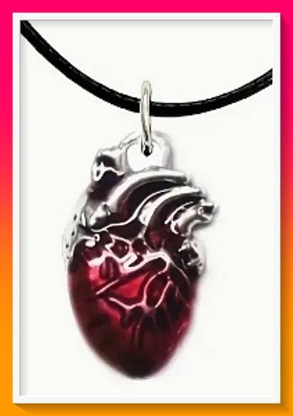 Unique Blood Red Gothic Heart Pendant Necklace