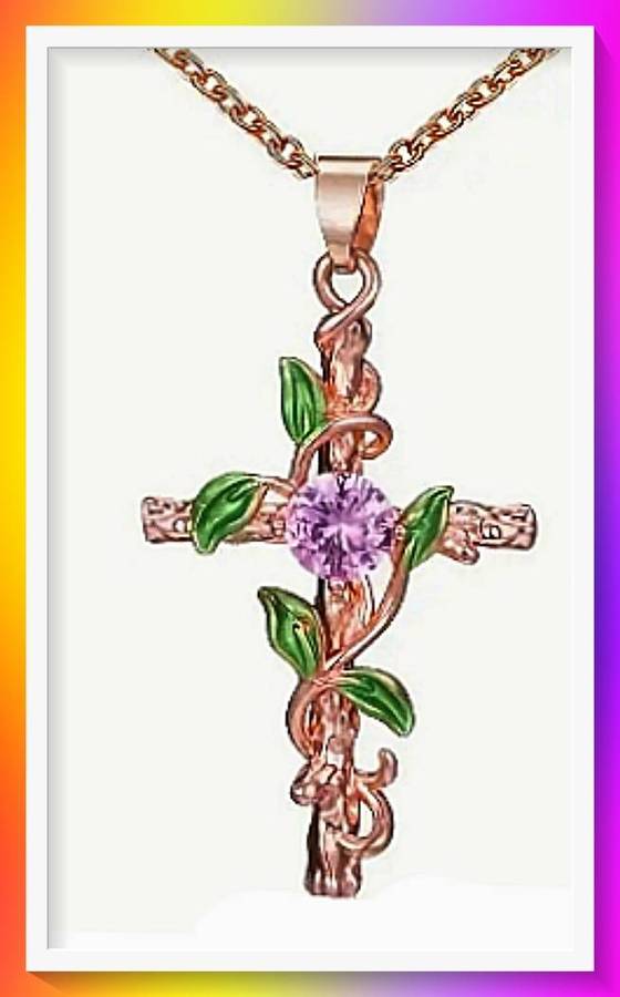Cool Flower & Cross Elegant Necklace With Artificial Diamond Leaf Wrap
