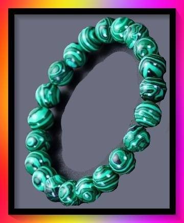 Gorgeous Green Malachite Beaded Bracelet Energy Balance 10mm