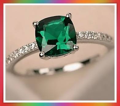 Elegant Green simulated Cubic Zirconia Ring S9
