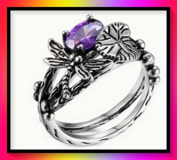 Stunning Vintage Dragonfly Lotus Ring S7