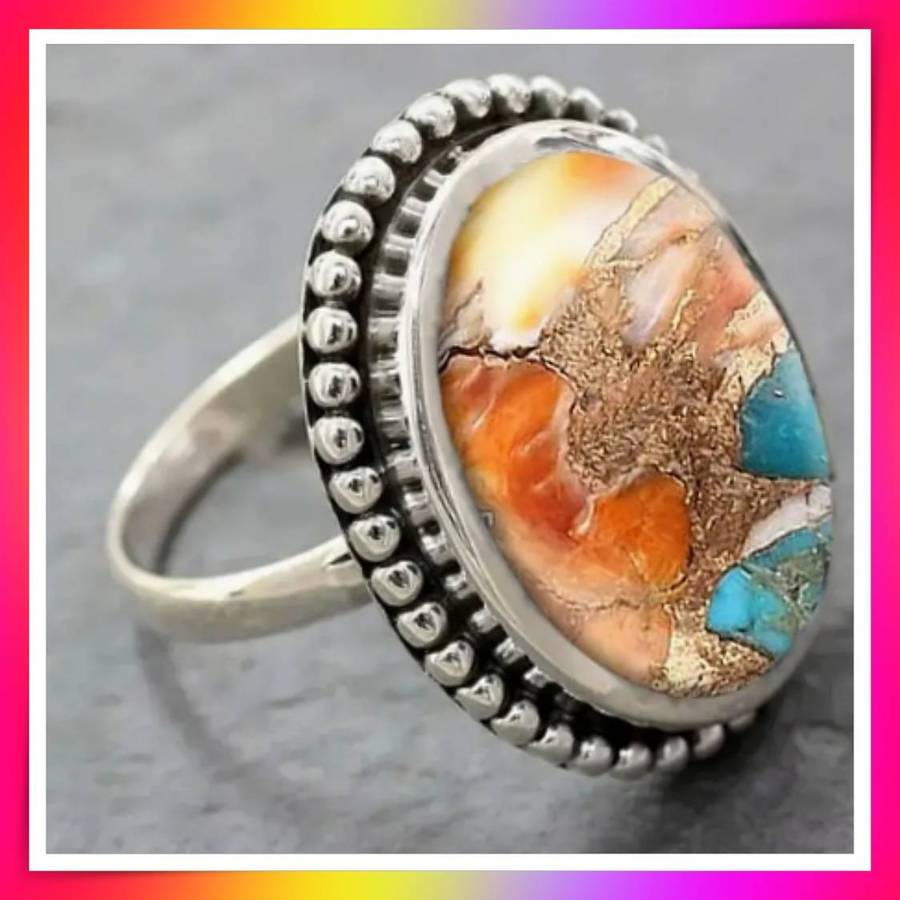 Bohemian Retro Oval Colorful Resin Ring S9