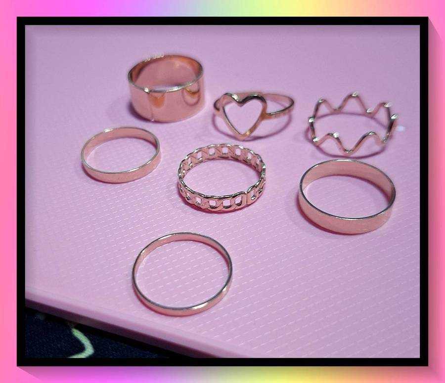 Enchanting 7-piece simple design stacking ring set