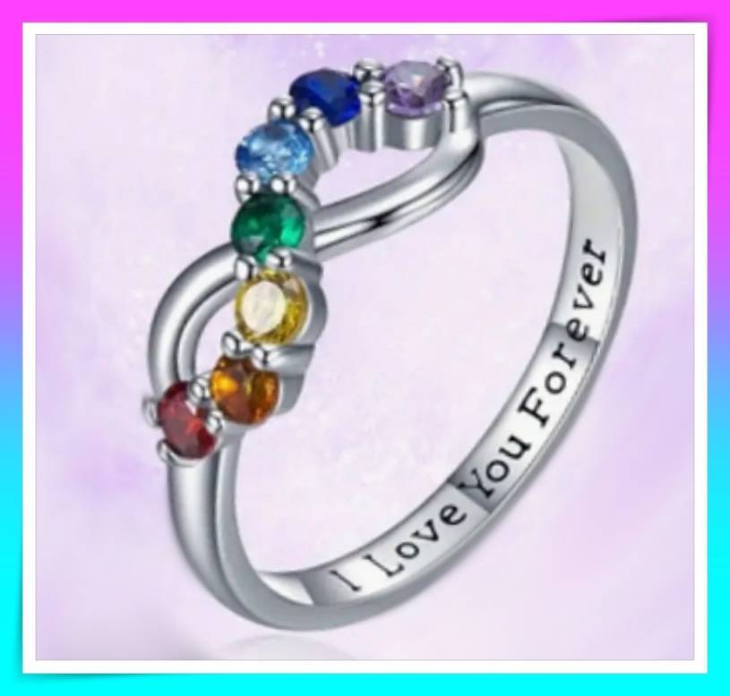 Exquisite Infinity Love Ring with Colorful Faux Cubic Zirconia S8