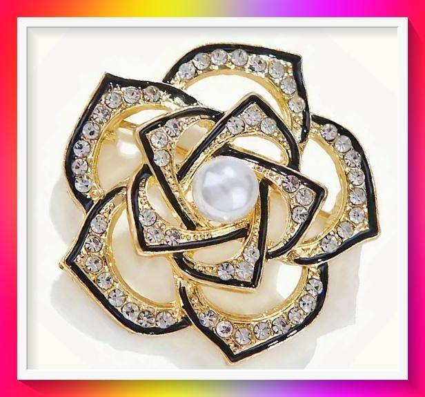 Stunning large open flower design lapel pin brooch