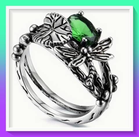 Enchanting Vintage Dragonfly Lotus Ring S8