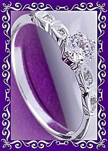 Amazing silver plated clear faux CZ ring S8