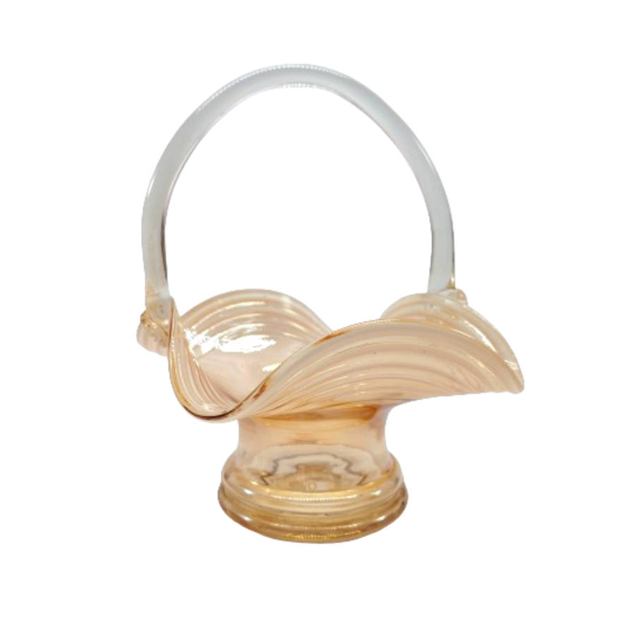 Victorian Wedding Amber and White Glass Handled Basket