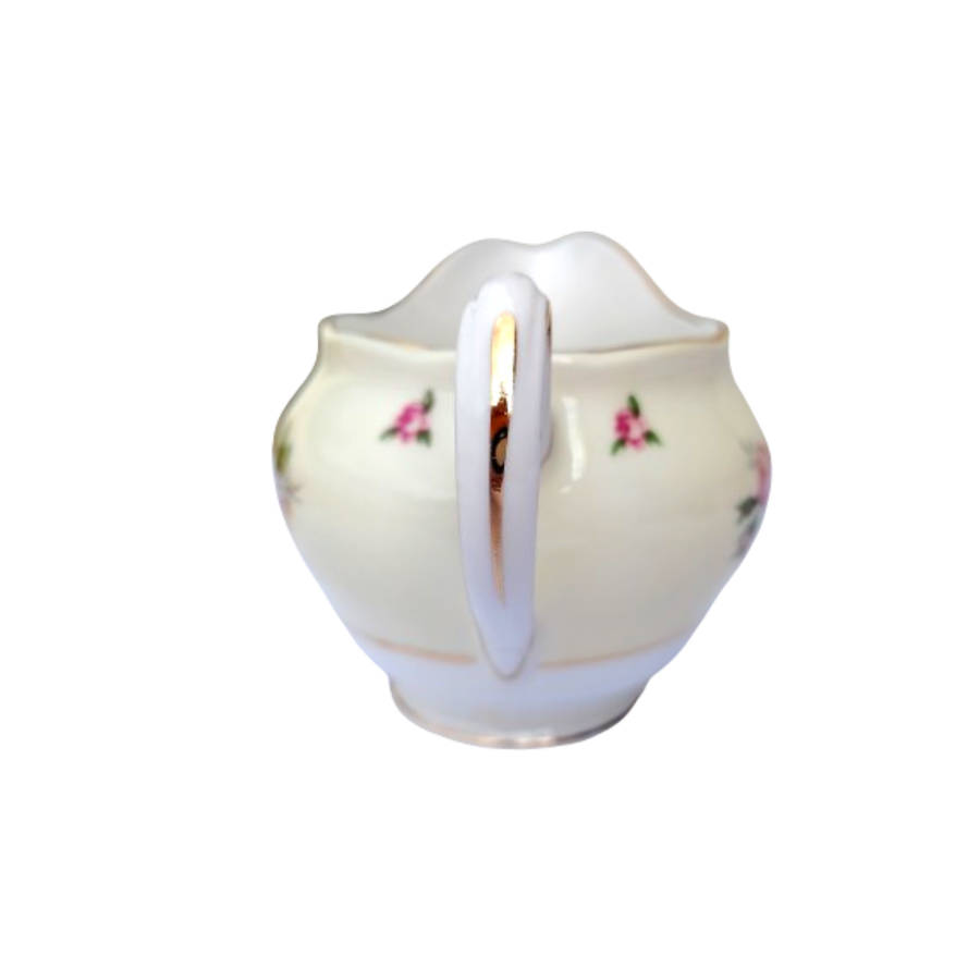 Colclough Tea Set Pale Yellow Bands decorated with colorful flowers