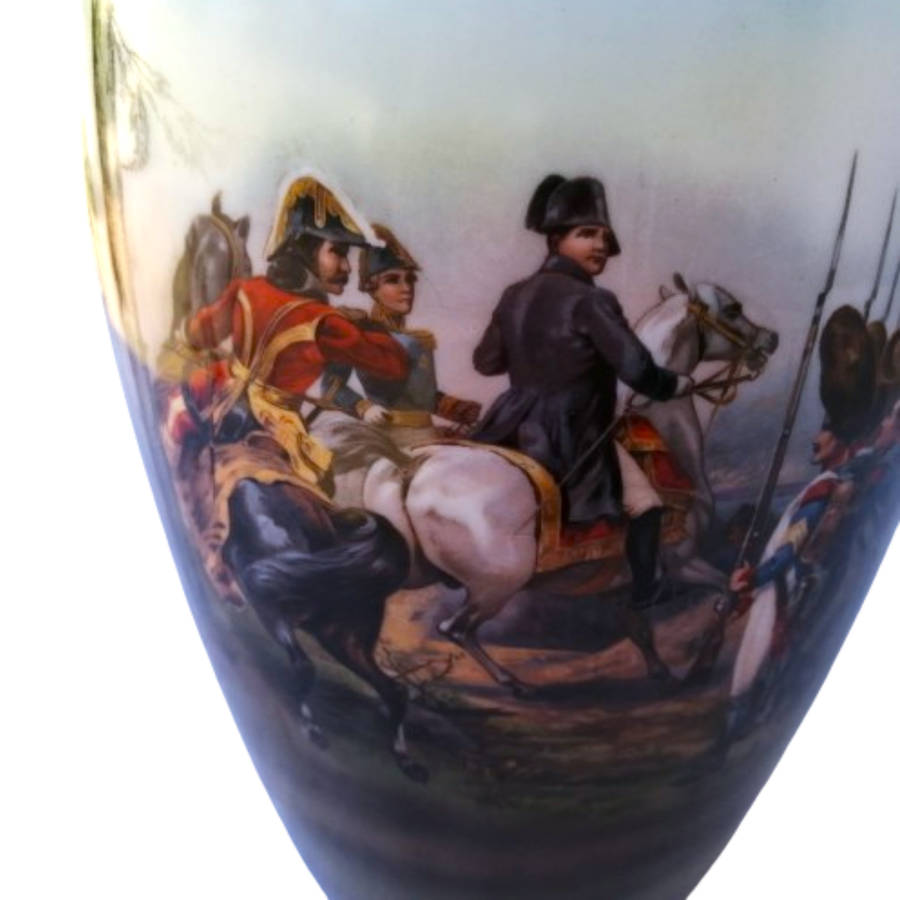 Friedricht Vase with a continuous scene of Napoleon on horseback surrounded by his Troops