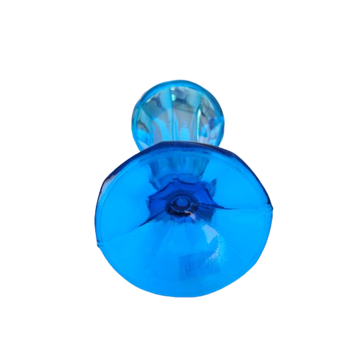 Vintage Blue Art Glass Trumpet Stemmed Vase