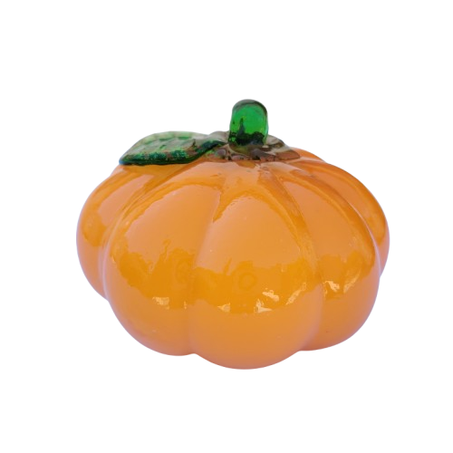 Hand-Blown Glass Orange Pumpkin Paperweight