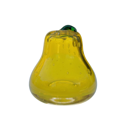 Mid-Century Murano Yellow Glass Pear Paperweight