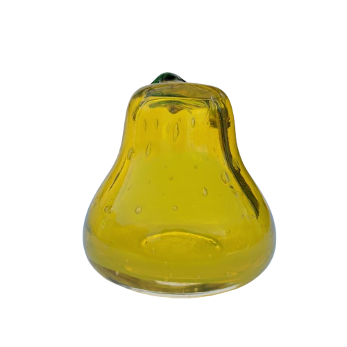Mid-Century Murano Yellow Glass Pear Paperweight