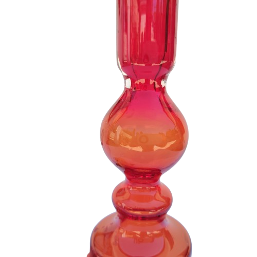 Large Red Art Glass Candle Holder