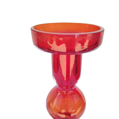 Large Red Art Glass Candle Holder