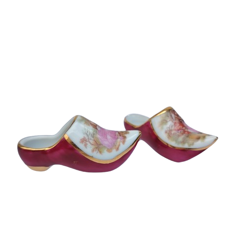 Limoges Fragonard Porcelain Gold Trimmed Miniature Pair of Shoes