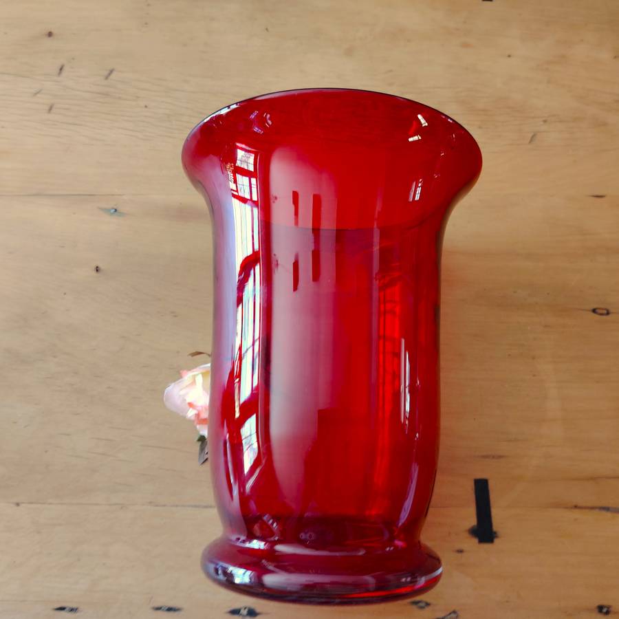 Large Deep Red Vintage Glass Vase