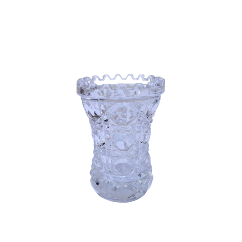 Vintage Cut Crystal Glass Hexagonal Toothpick Holder Vase
