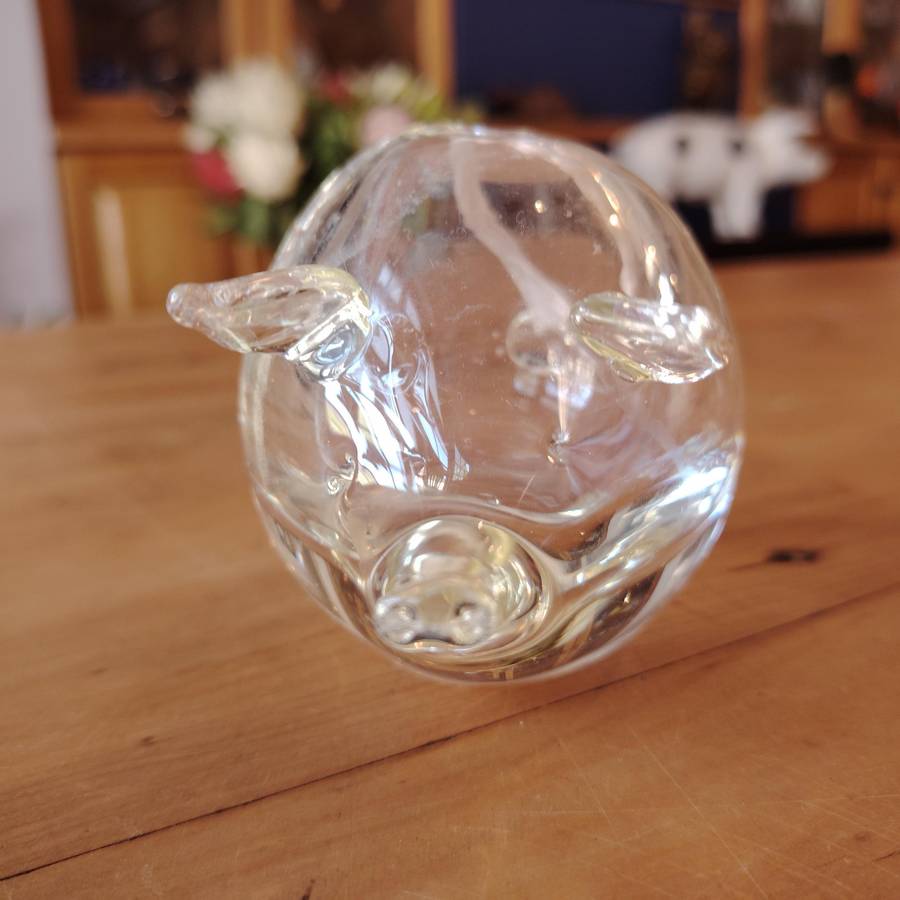 Vintage Clear Glass Bowl Fat Pig Oil Burner