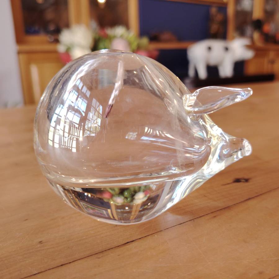 Vintage Clear Glass Bowl Fat Pig Oil Burner