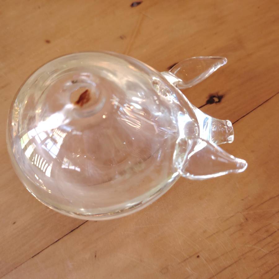 Vintage Clear Glass Bowl Fat Pig Oil Burner