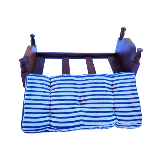 Original vintage wooden doll furniture bed with mattress