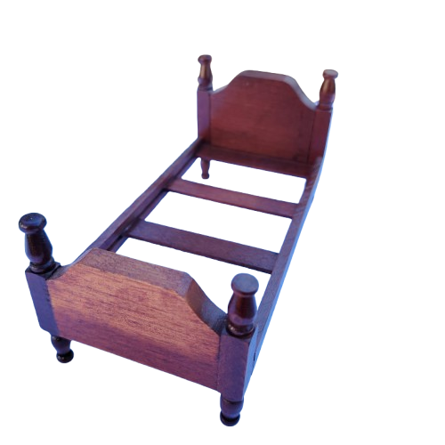 Original vintage wooden doll furniture bed with mattress