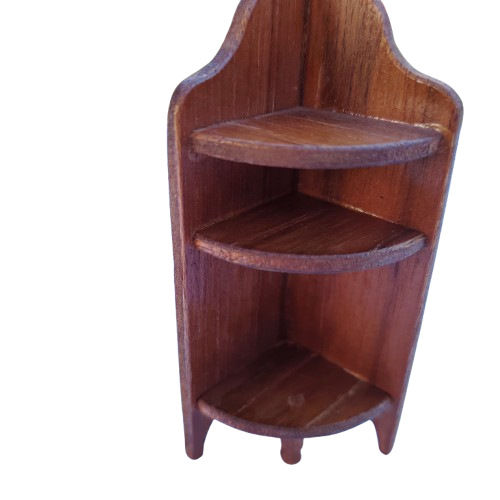 Original vintage wooden doll furniture corner cupboard