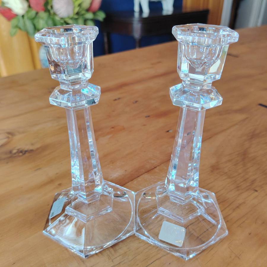 Set of 2 Mikasa Glass Candle Stick Holders Cambridge