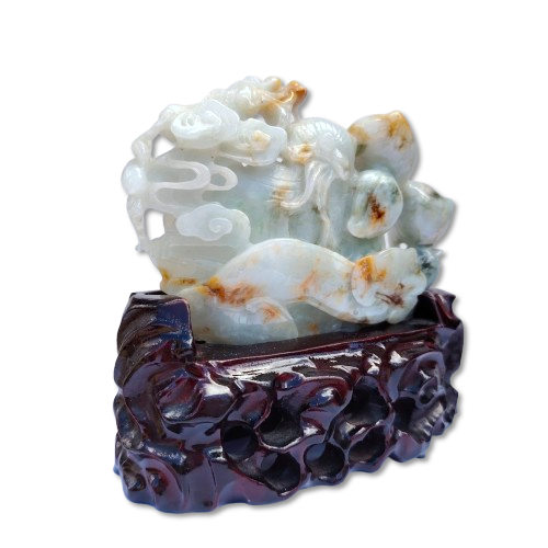 Chinese God of Longevity (Shou Xing) hand-carved jade figure