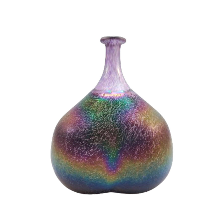 Kosta Boda Volcano iridescent glass vase by Bertil Valien