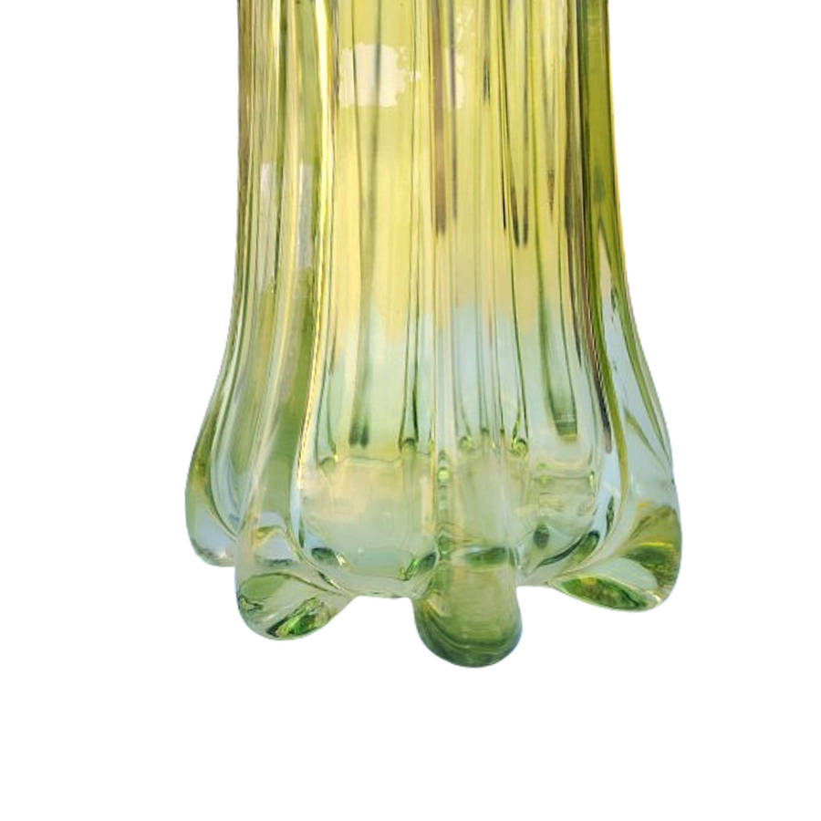 Bohemian Czech hand Blown Open Weave Art Glass Vase