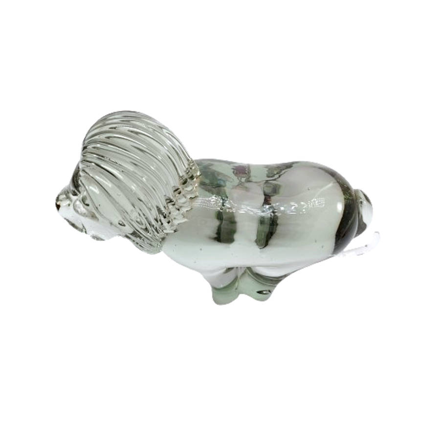 Art Ngwenya Glass Large And Heavy Lion Paperweight Swaziland