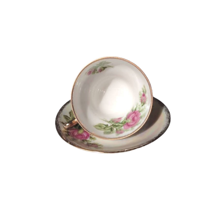 Beautiful Pearl Effect Footed cups and saucers Duo's