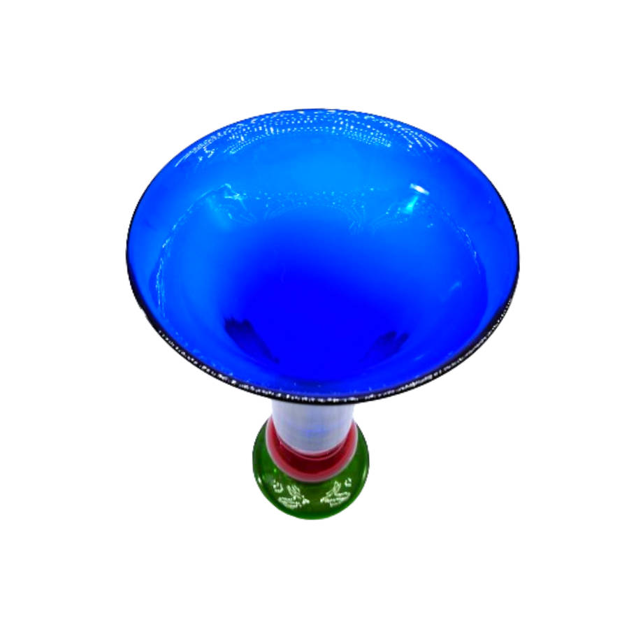 Large Hand Blown Blue Red and Green Glass Vase